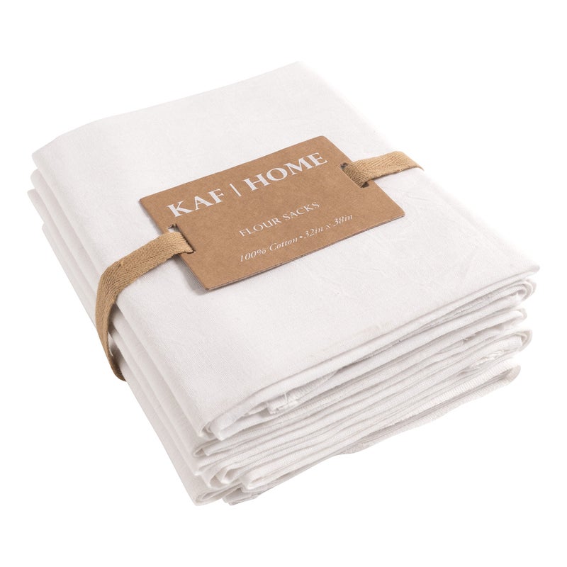 KAF Home Flour Sack Kitchen Towels, White, Set of 4, 100% Cotton - Image 1